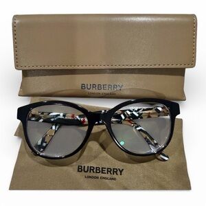 Authentic Burberry Prescription Women’s Black Frame Eyeglasses Case + Cloth